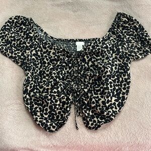 Black and cream printed blouse